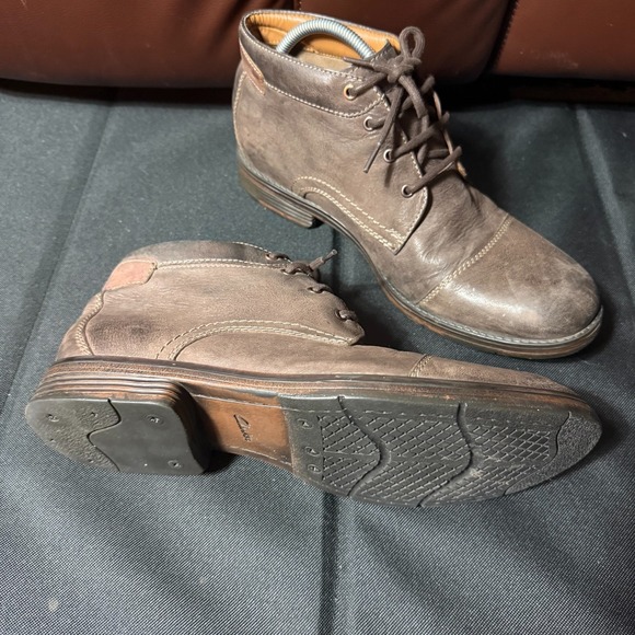 Clarks‎ Cushion Soft Leather Chukka Boots Mens 11 Brown Ortholite Lace Up main image 8